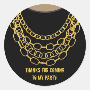 Gold Chains Black Hip Hop Dance Birthday Party Ronde Sticker
