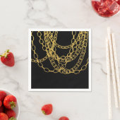 Gold Chains Black Hip Hop Dance Birthday Party Servet (Insitu)