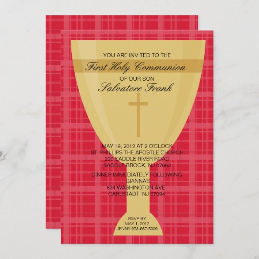 Gold Chalice First Communitation Kaart (Voorkant / Achterkant)