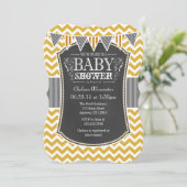 Gold Chalkboard Chevron Baby shower Invite Kaart (Staand voorkant)