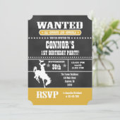 Gold Chalkboard Cowboy Birthday Uitnodiging (Staand voorkant)