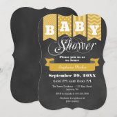 Gold Chalkboard Flag Baby shower Invite Kaart (Voorkant / Achterkant)