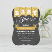 Gold Chalkboard Flag Baby shower Invite Kaart (Staand voorkant)