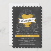 Gold Chalkboard Girl Baby shower Invite Kaart (Voorkant)