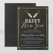 Gold Chalkboard nieuwjaarsfeest Kaart (Voorkant / Achterkant)