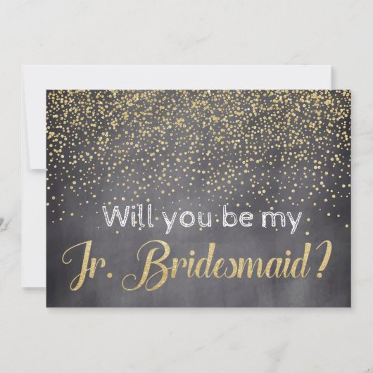 Gold & Chalkboard Wil je My Jr. Bridesmaid zijn? Kaart (Voorkant)