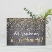 Gold & Chalkboard Wil je My Jr. Bridesmaid zijn? Kaart (Staand voorkant)