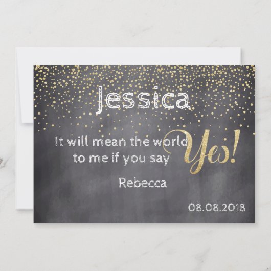 Gold & Chalkboard Wil je My Jr. Bridesmaid zijn? Kaart (Achterkant)