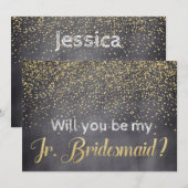 Gold & Chalkboard Wil je My Jr. Bridesmaid zijn? Kaart (Voorkant / Achterkant)