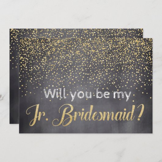 Gold & Chalkboard Wil je My Jr. Bridesmaid zijn? Kaart (Voorkant / Achterkant)