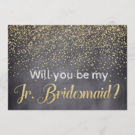 Gold & Chalkboard Wil je My Jr. Bridesmaid zijn? Kaart