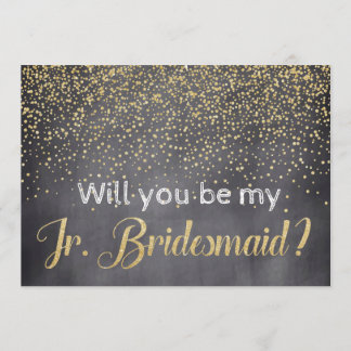 Gold & Chalkboard Wil je My Jr. Bridesmaid zijn? Kaart