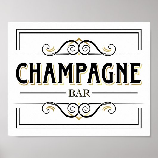 Gold CHAMPAGNE BAR-gebarentafdruk Poster (Voorkant)