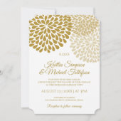 Gold & Champagne bruiloft uitnodigingen | Bloemen (Voorkant)