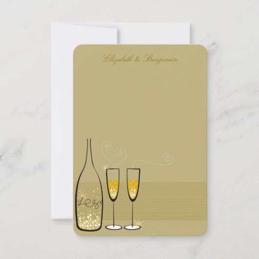 Gold Champagne Bubble Chic Weddenschap Hartelijk d Notitiekaartje (Voorkant)