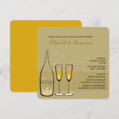 Gold Champagne Bubble Classy Wedding Shower Invite Kaart (Voorkant / Achterkant)
