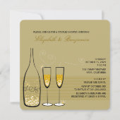 Gold Champagne Bubble Classy Wedding Shower Invite Kaart (Voorkant)