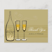 Gold Champagne Bubble Elegant Wedding Bedankt Briefkaart (Voorkant)
