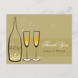 Gold Champagne Bubble Elegant Wedding Bedankt Briefkaart