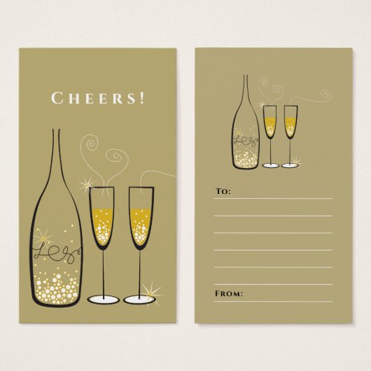 Gold Champagne Bubble Holiday Party Favor Gift Lab Visitekaartje (Voorkant /achterkant)