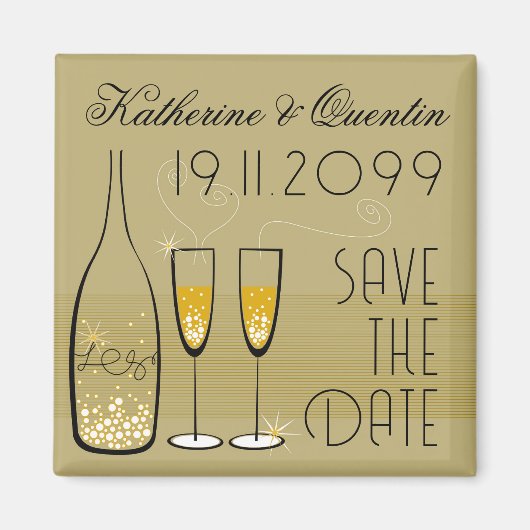 Gold Champagne bubble Modern Classy Save the Date Magneet (Voorkant)