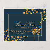 Gold Champagne Bubbles - Blauw & goud - Hartelijk  Briefkaart (Voorkant)