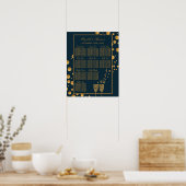 Gold Champagne Bubbles, blauwe & goudzetkaart Poster (Keuken)