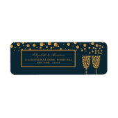 Gold Champagne Bubbles - Blue & Gold - Weddenschap Etiket (Voorkant)