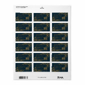 Gold Champagne Bubbles - Blue & Gold - Weddenschap Etiket (Full Sheet)