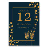 Gold Champagne Bubbles - Blue & Gold - Weddenschap Kaart (Voorkant)