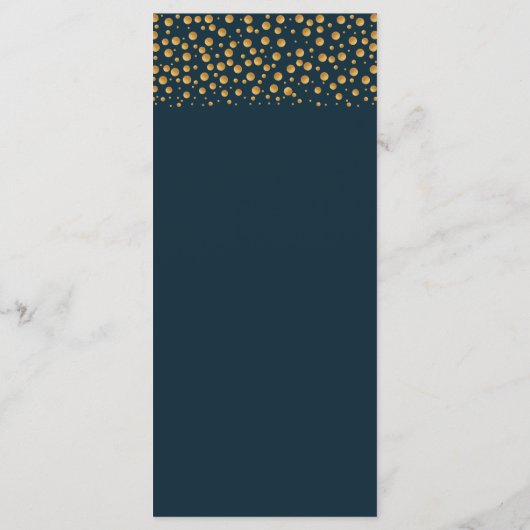 Gold Champagne Bubbles - Blue & Gold - Weddenschap Menu (Achterkant)