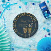 Gold Champagne Bubbles - Blue & Gold - Weddenschap Papieren Bordje (Feest)