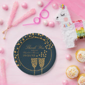 Gold Champagne Bubbles - Blue & Gold - Weddenschap Papieren Bordje (Feest)