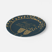 Gold Champagne Bubbles - Blue & Gold - Weddenschap Papieren Bordje (Gekanteld)