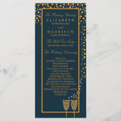 Gold Champagne Bubbles - Blue & Gold - Weddenschap Programmakaart (Voorkant)