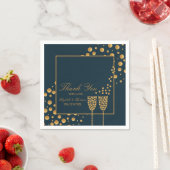 Gold Champagne Bubbles - Blue & Gold - Weddenschap Servet (Insitu)