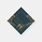 Gold Champagne Bubbles - Blue & Gold - Weddenschap Servet (Hoek)