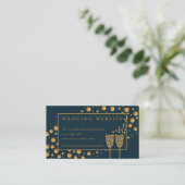 Gold Champagne Bubbles, Blue & Gold Wedding Detail Informatiekaartje (Staand voorkant)