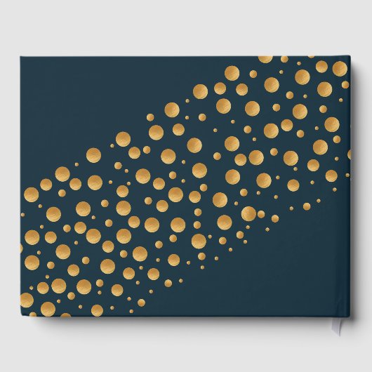 Gold Champagne Bubbles, Blue & Gold Wedding Gastenboek (Achterkant)