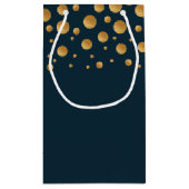 Gold Champagne Bubbles, Blue & Gold Wedding Klein Cadeauzakje (Achterkant)