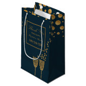 Gold Champagne Bubbles, Blue & Gold Wedding Klein Cadeauzakje (Voorkant Gekanteld)