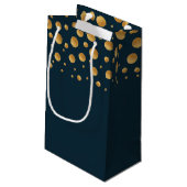 Gold Champagne Bubbles, Blue & Gold Wedding Klein Cadeauzakje (Achterkant Gekanteld)