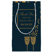 Gold Champagne Bubbles, Blue & Gold Wedding Klein Cadeauzakje (Voorkant)