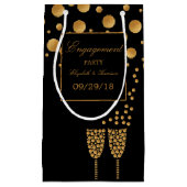 Gold Champagne Bubbles Engagement Party Klein Cadeauzakje (Voorkant)