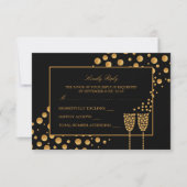 Gold Champagne Bubbles Engagement Party RSVP Kaart (Voorkant)