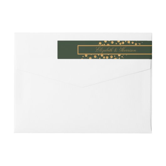 Gold Champagne Bubbles - groen en goud - bruiloft (Achterkant)
