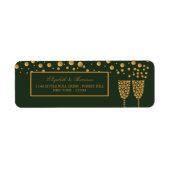 Gold Champagne Bubbles - groen en goud - bruiloft Etiket (Voorkant)