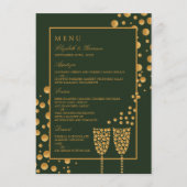 Gold Champagne Bubbles - groen en goud - bruiloft Menu (Voorkant)