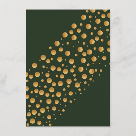 Gold Champagne Bubbles - groen en goud - bruiloft Menu (Achterkant)
