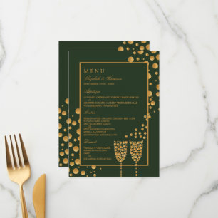 Gold Champagne Bubbles - groen en goud - bruiloft Menu